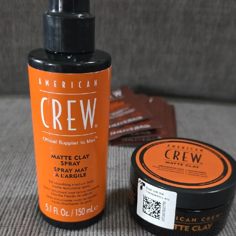 American Crew Matte Clay Spray And Matte Clay + Shampoo Samples, New.